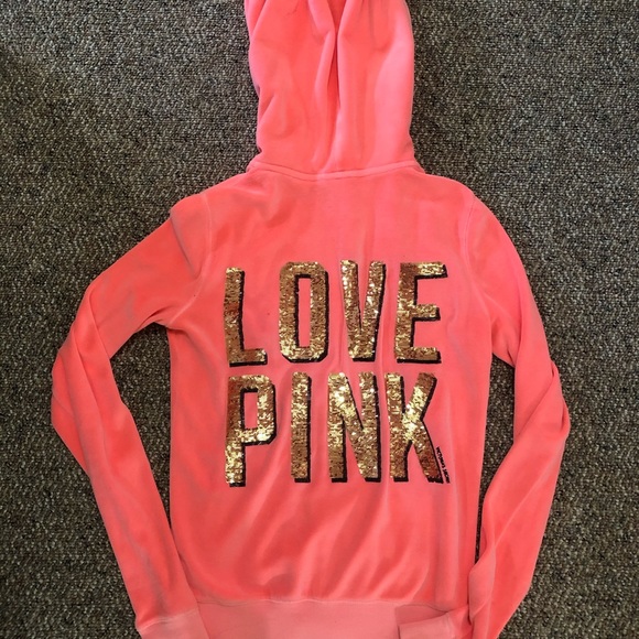 Beautiful pink velour zip up hoodie by VS - Picture 3 of 5
